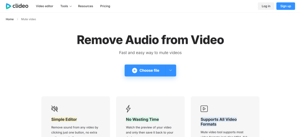 clideo's homepage