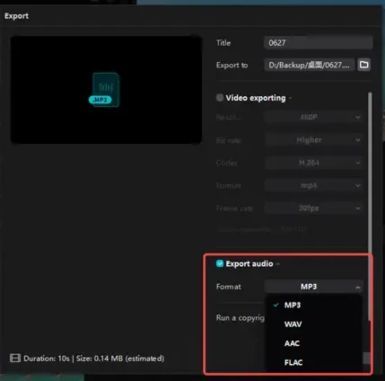 Export Audio Only