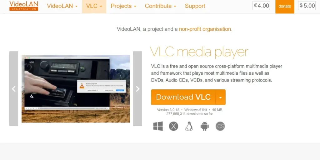vlc's homapage